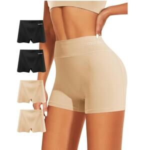 4 Boy Shorts Women SZ 7 High Waisted Panties Cotton Boxer Briefs Full Coverage